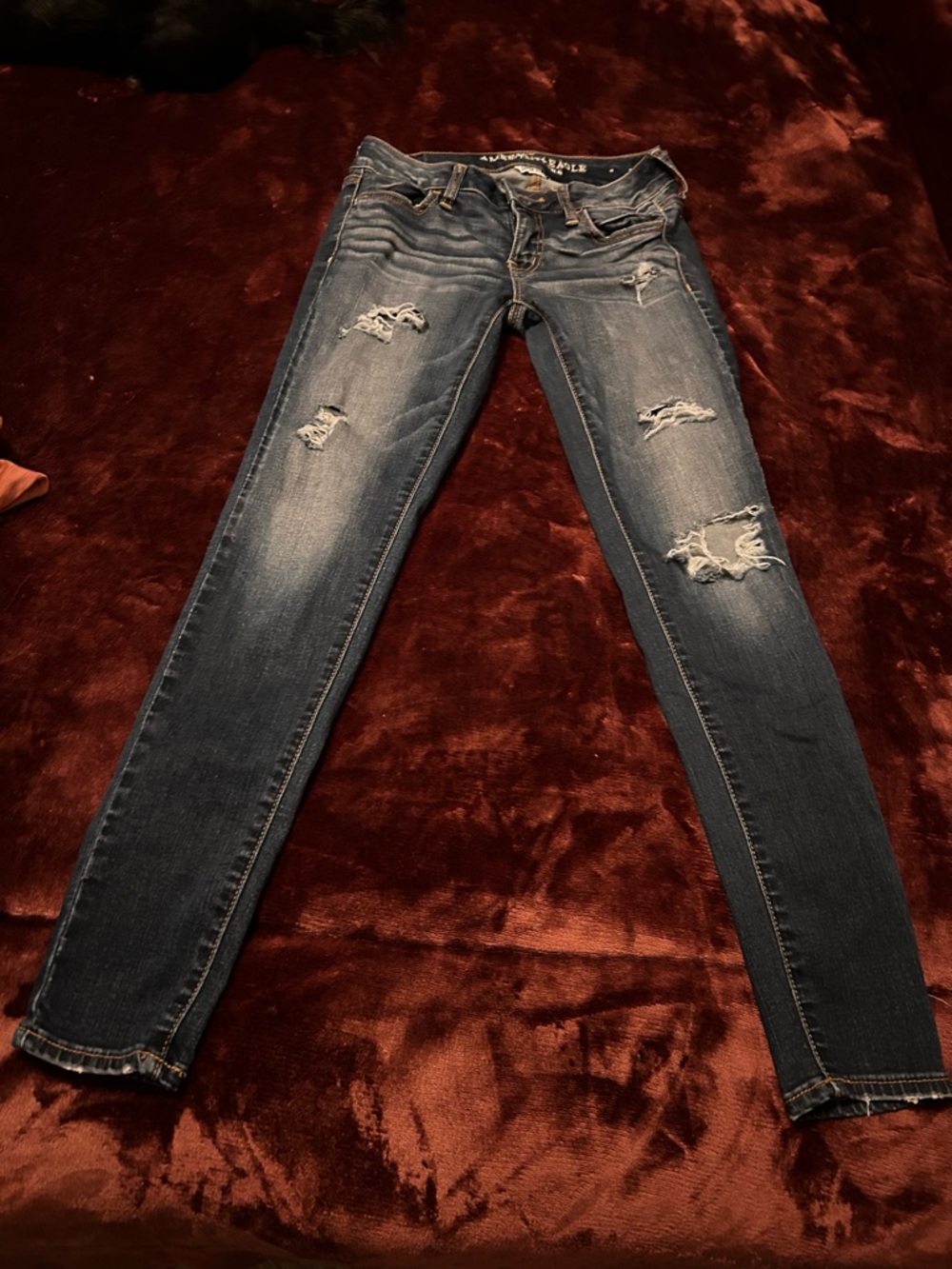 American Eagle Outfitters Distressed Blue Skinny Jeans